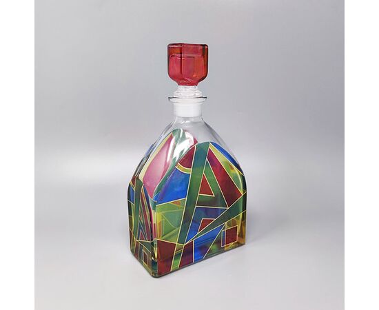 1970s Stunning Decanter or Decorative Bottle by Luigi Bormioli. Made in Italy