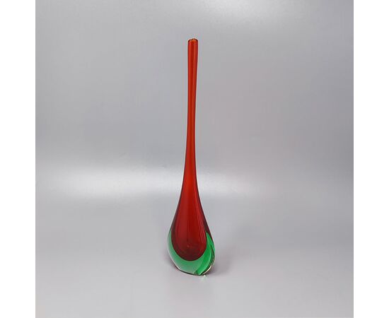 1960s Gorgeous Red and Green Vase By Flavio Poli