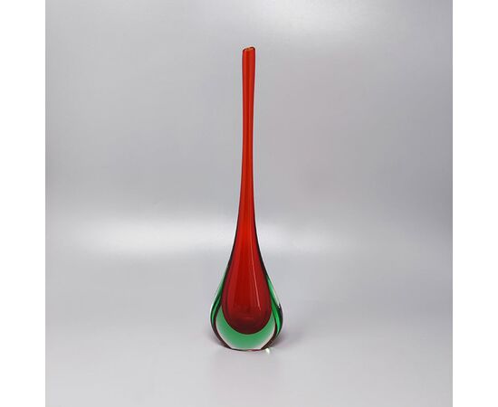 1960s Gorgeous Red and Green Vase By Flavio Poli