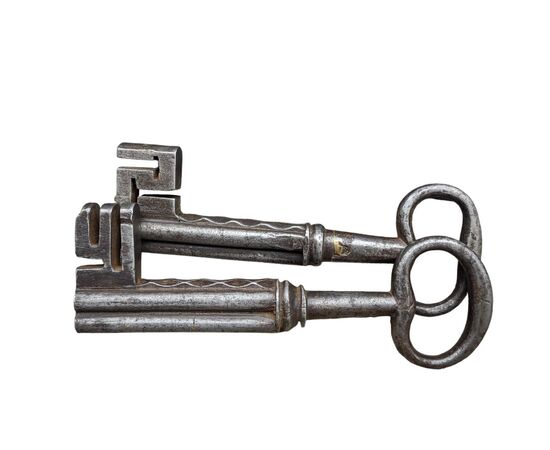 Bella coppia di chiavi piemontesi da cassaforte fine XVIII secolo