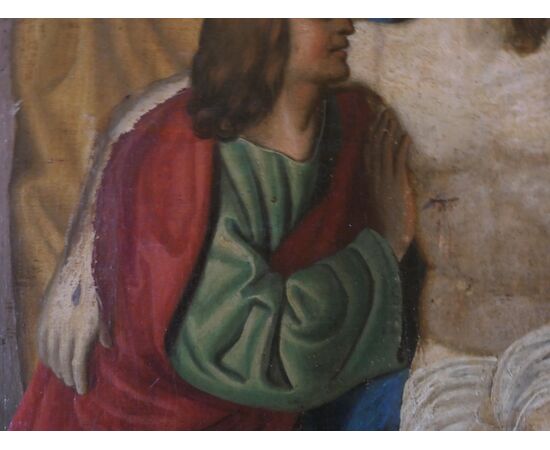 Dipinto olio su tela Compianto su Cristo morto  XVIII secolo