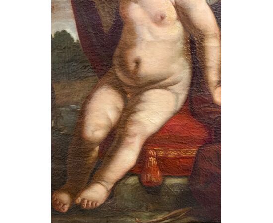 BARTOLOMEO GENNARI - "Omnia vincit amor" dipinto ad olio su tela 