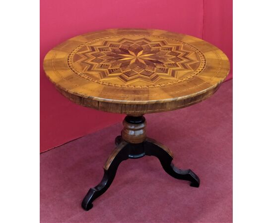 Small round inlaid coffee table