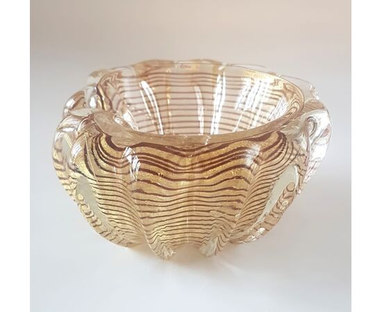 Murano glass bowl &quot;Zebrati&quot; series, Ercole Barovier 1940     