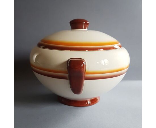 Galvani futurist aerographed earthenware soup tureen from the 1930s     