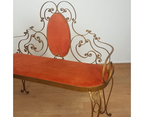 PierLuigi Colli vintage sofa in gilded iron     