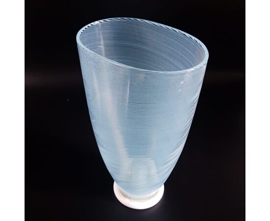 Dino Martens for Aureliano Toso, half filigree Murano glass vase     