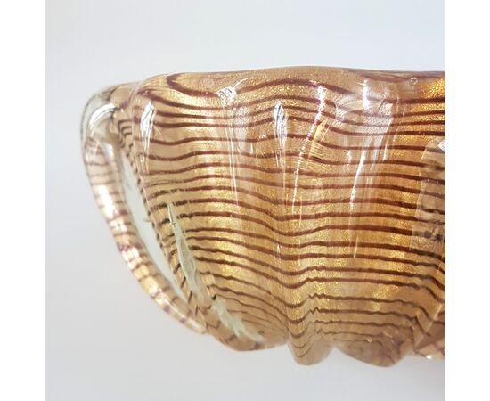 Murano glass bowl &quot;Zebrati&quot; series, Ercole Barovier 1940     