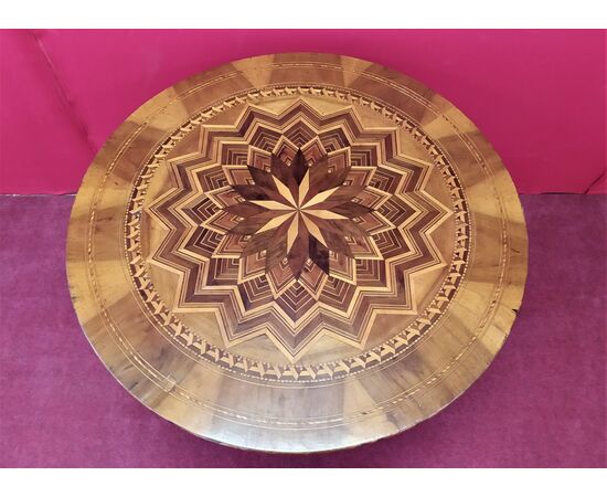 Small round inlaid coffee table