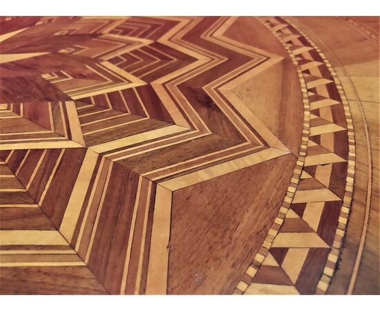 Small round inlaid coffee table