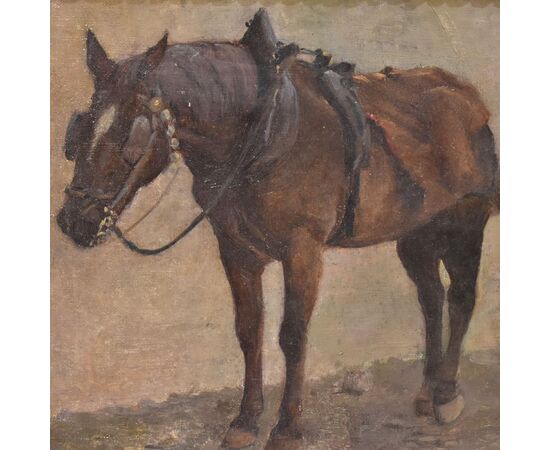 ANTIQUE PAINTINGS, OIL PAINTING ON CANVAS, HORSE, DELL 800. (QA224)     
