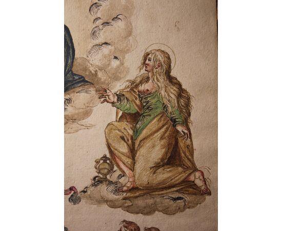 Tempera su carta Immagine devozionale di Madonna con Bambino
