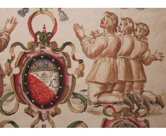 Tempera su carta Immagine devozionale di Madonna con Bambino