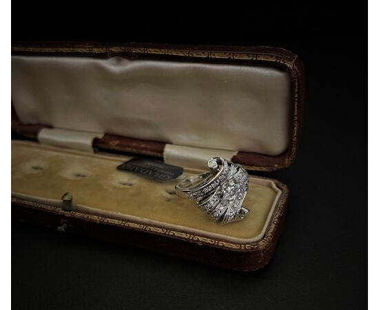 Deco Ring in Platinum with Marquise Diamond     
