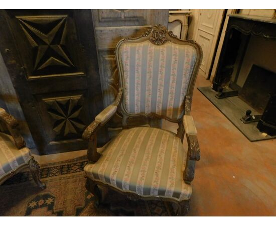 panc70 pair of golden Louis XV style armchairs     