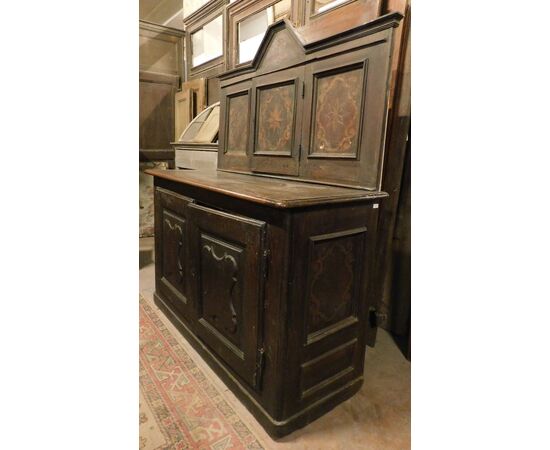 arm131 - credenza in noce con intarsi, epoca '6/'700, misura cm l 165 x h 202 