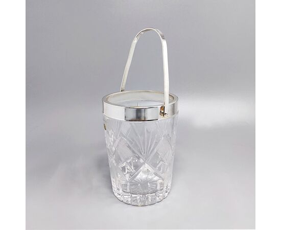 1960s Gorgeous Cut Crystal Cocktail Shaker with Ice Bucket Made in Italy