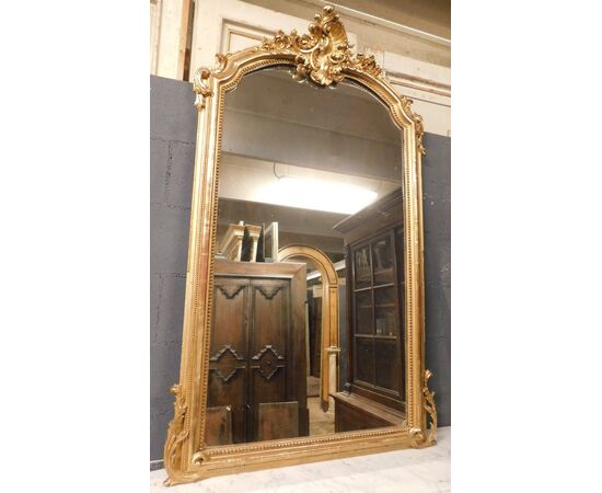 specc421 - specchiera in legno dorato, epoca '800, cm L 87 x H 142