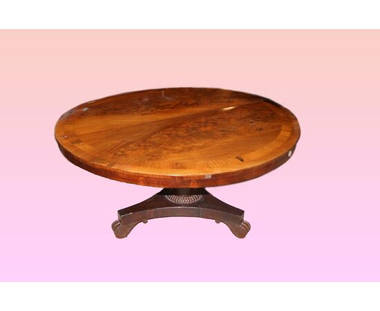 Tavolo inglese di inizio 1800 stile Regency in legno di mogano e piuma di mogano