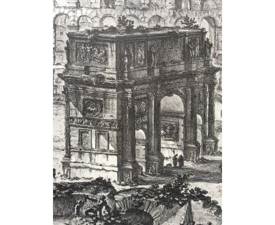 &quot;View of the Arch of Constantine and of the Flavio Amphitheater&quot; - 19th century - Piranesi burin engraving     