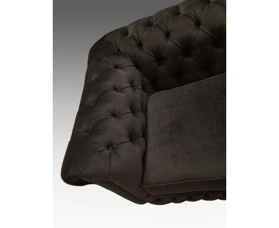 Black capitonnè sofa in velvet - Made in Italy     