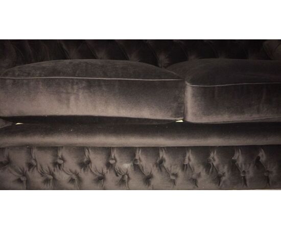 Black capitonnè sofa in velvet - Made in Italy     
