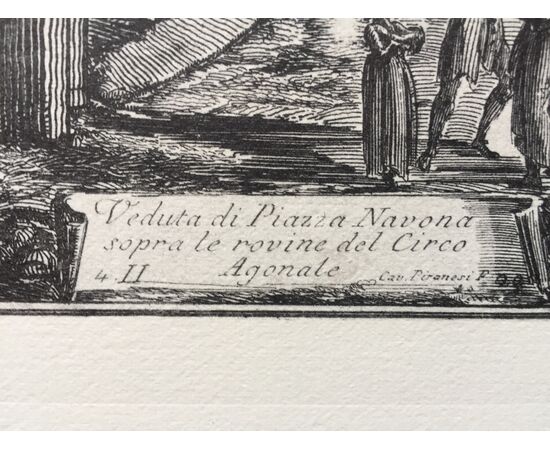 "Veduta di Piazza Navona" - copia XIX sec. - incisione a bulino Piranesi   