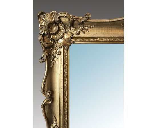 Golden rectangular mirror. Period: approx. 1850 Origin: France.     