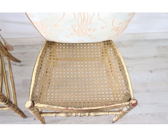 Coppia di sedie tipo chiavarine antiche legno dorato a foglia oro fine sec XIX PREZZO TRATTABILE