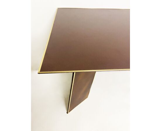 Deco table with 1940s brass edges     