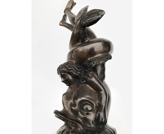 Bronze sculpture &quot;Eros and Dolphin&quot; 20th century     