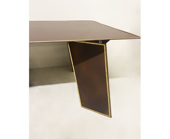 Deco table with 1940s brass edges     