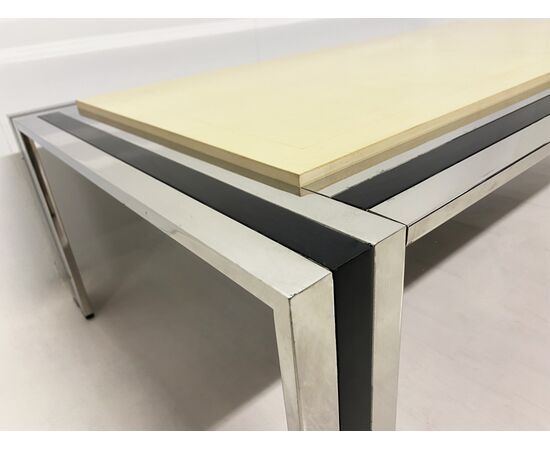 Parchment and steel coffee table 1970     