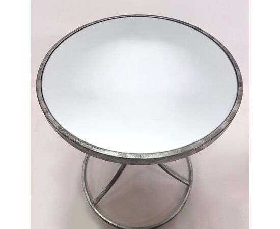 Round coffee table - steel and mirrored top     