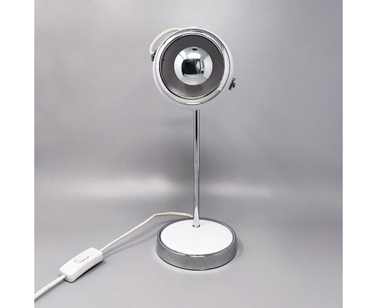 1970s Gorgeous White Eyeball Table Lamp by Veneta Lumi. Made in Italy
