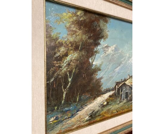 Antico paesaggio Montagna Umberto Montini 1930 (Milano 1897 – 1978 ) olio su tavola Mis 52 x 42 