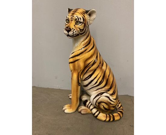 Tigre in ceramica vintage anni 70 modernariato. Grandi dimensioni . Altezza cm 81 di grande arredo !!