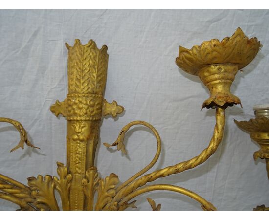 Coppia appliques in lamierino dorato stile impero seconda metà del 1800 francesi