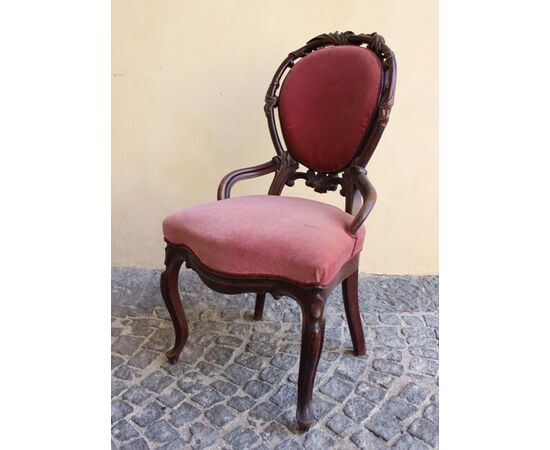 French Pair of armchairs in mahogany, antique armchairs