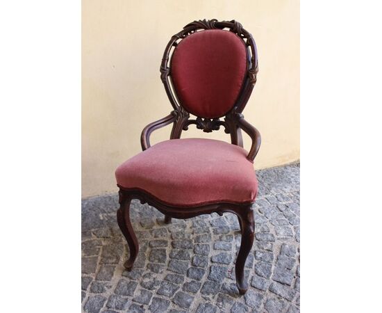 French Pair of armchairs in mahogany, antique armchairs