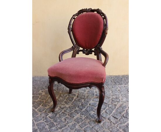 French Pair of armchairs in mahogany, antique armchairs