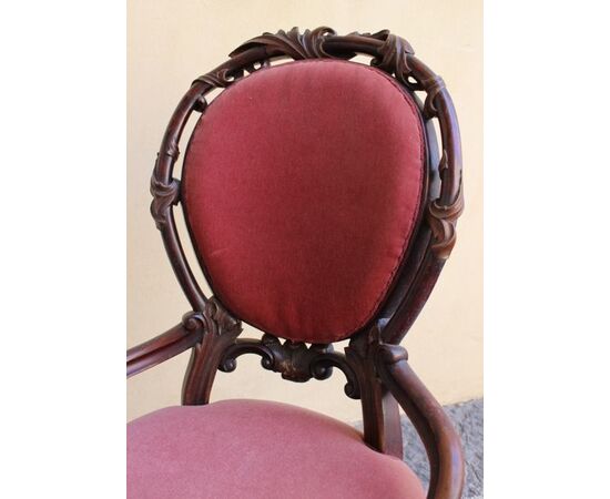 French Pair of armchairs in mahogany, antique armchairs