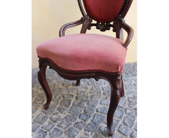 French Pair of armchairs in mahogany, antique armchairs