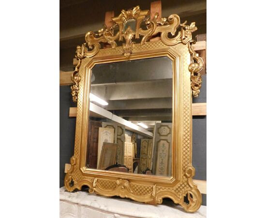specc431 - specchiera dorata e scolpita, epoca '800, misura cm L 135 x H 186 