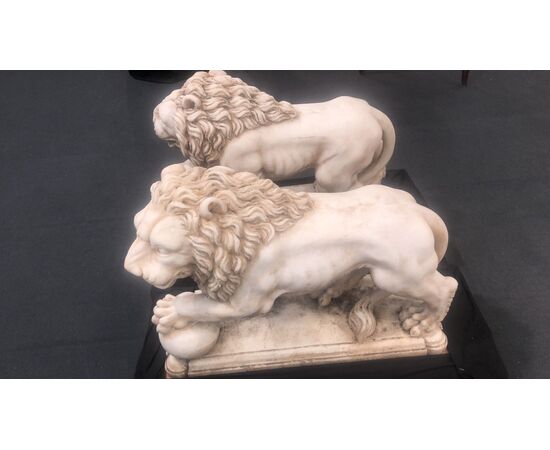 Coppia leoni in marmo 