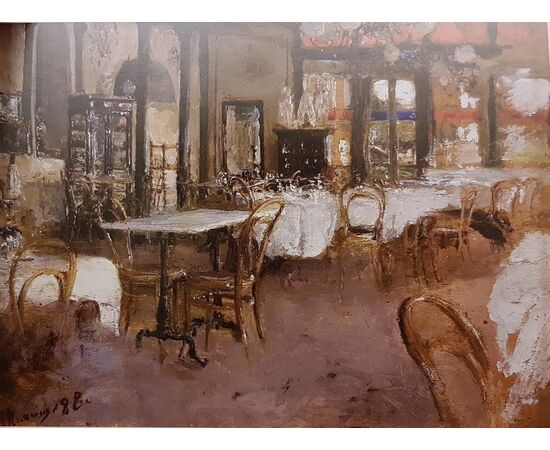 Interior of the Caffè Vacca - Antonio mancini 1880     