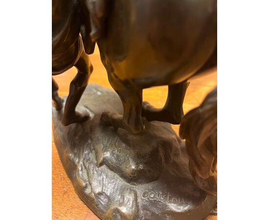 Coppia di cavalli in bronzo firmati Guillaume Cousteau XIX secolo.