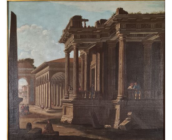 86) Scuola Romana fine XVIII secolo " Pendant di architetture "