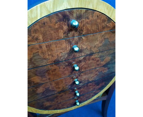 Round furniture 6 drawers - Art Deco style in precious briars     