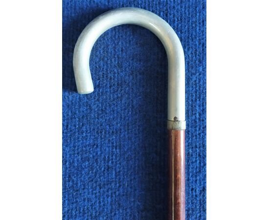 Wooden walking stick with metal handle - 1950s     